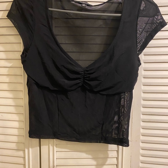 Black Mesh Short Sleeve Top - Picture 1 of 5